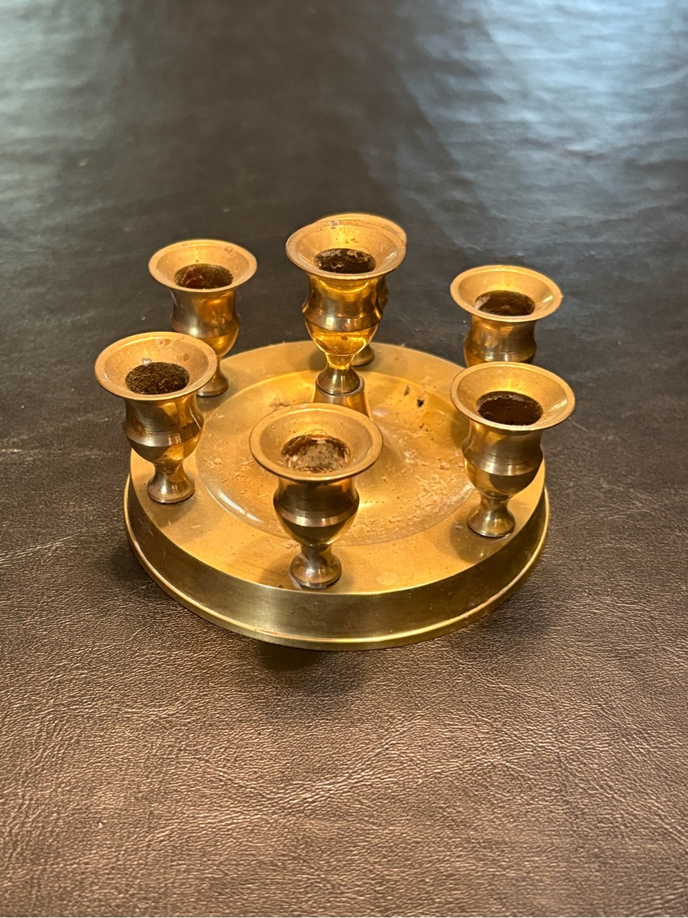 Vintage PWF Solid Brass 7 Light Candelabra Candle Holder India
